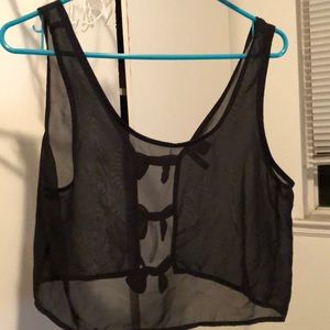 Black Sheer Cropped Tank
